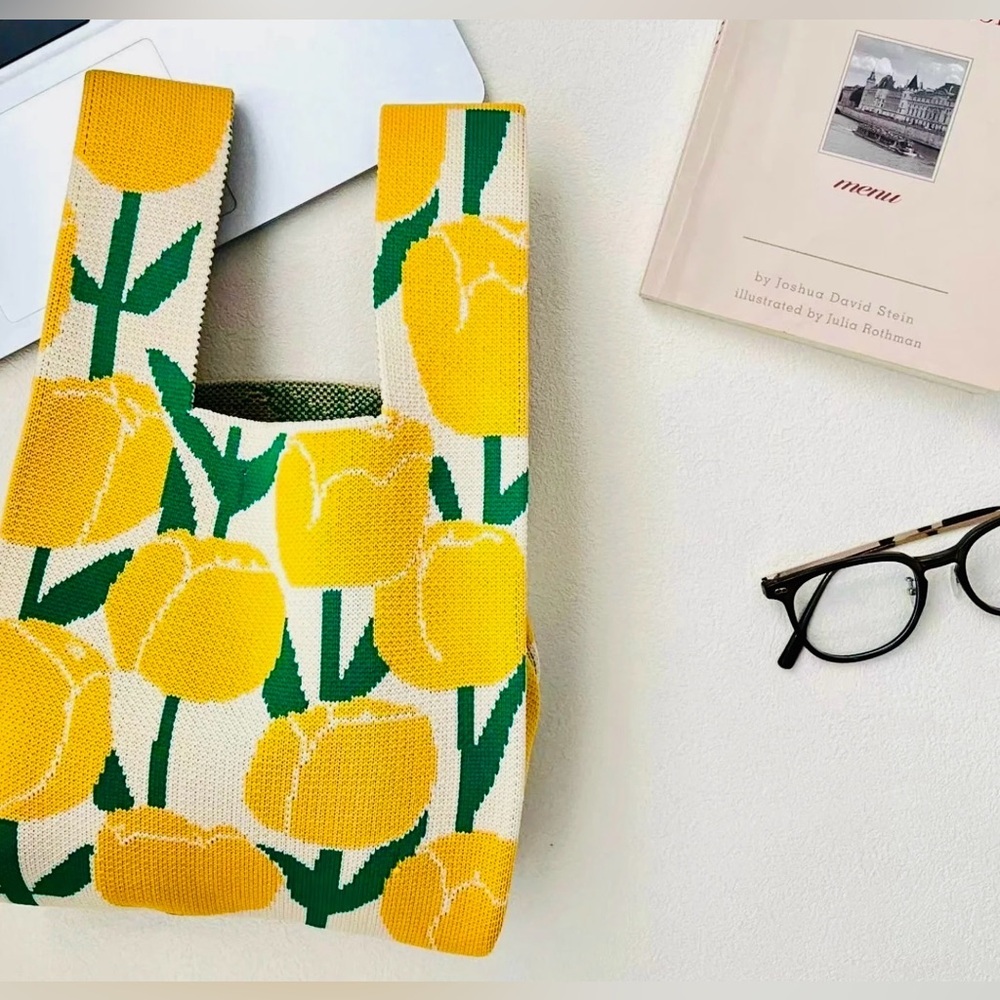 Yellow Tulip Patterned Tote Bag